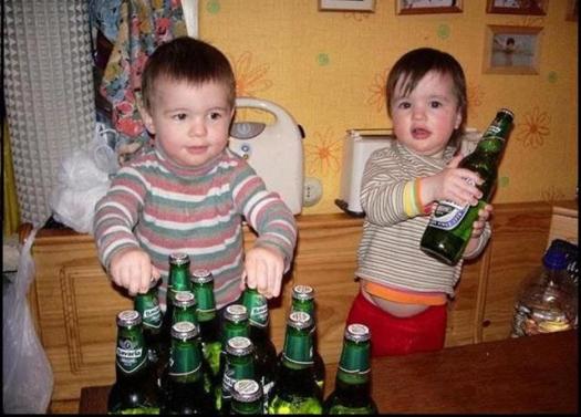 babies with beer bottles picture